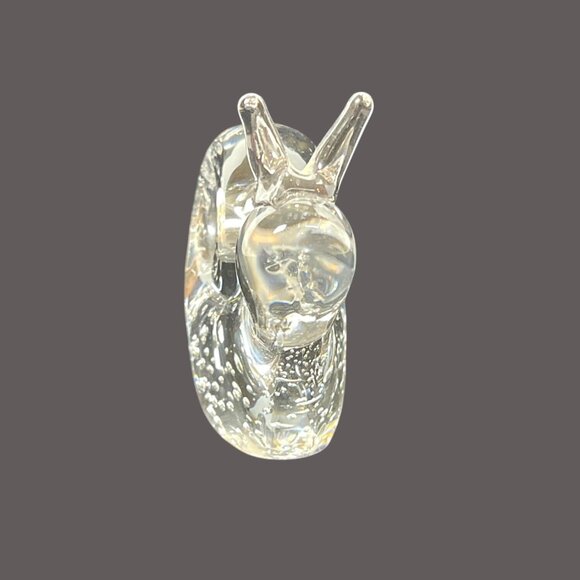 Garden Snail Escargot Paperweight Handmade Clear Art Glass Décor figurine VTG - Picture 2 of 9
